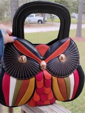 Women’s Multicolor Owl-Accent Handbag